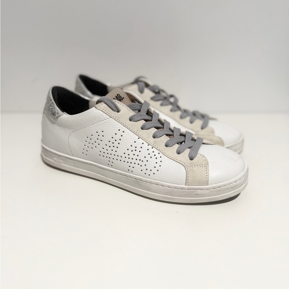 Womens P448 White Perforated Sneakers Cork Accent 37 Casual
